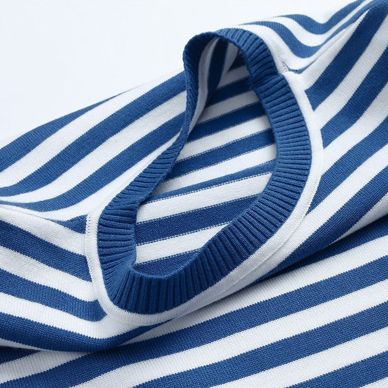 Dana | Elegant Striped Long Sleeve T-Shirt Top with Round Neckline