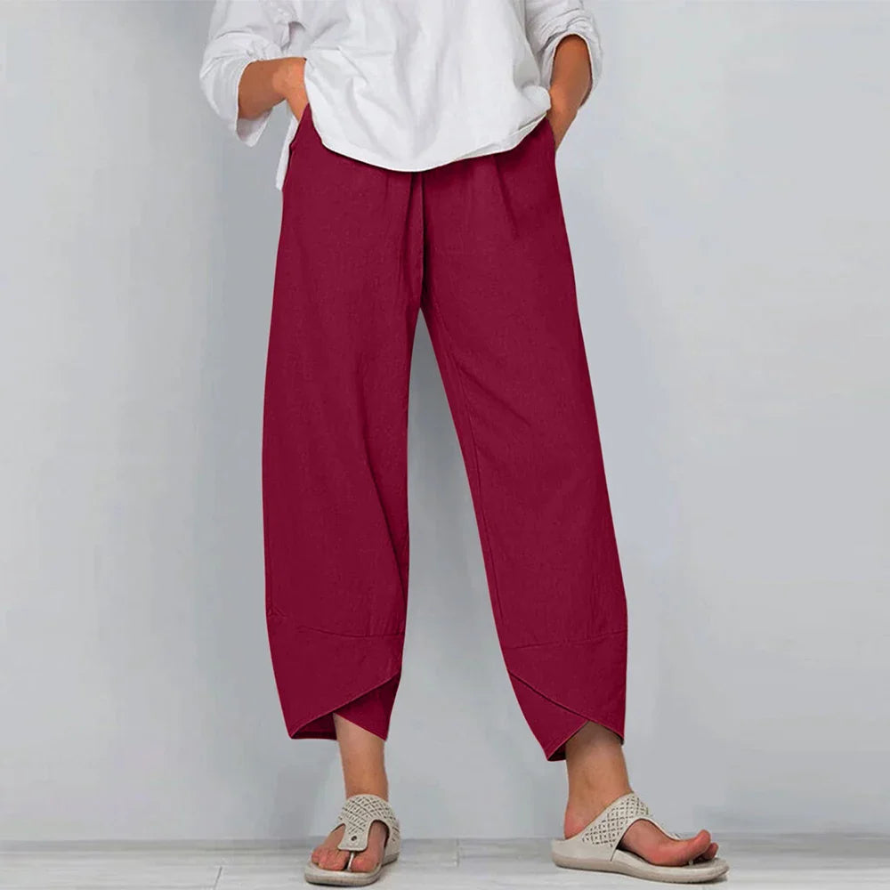 Georgina | Relaxed High Waist Harem Pants with Cropped Barrel Leg