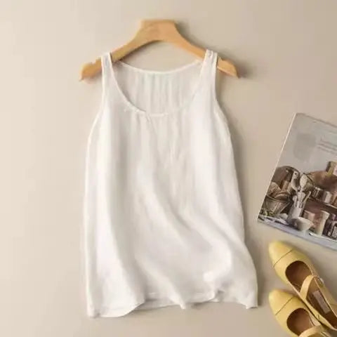 Grace | Relaxed Breatheable Cotton-Linen Cami Tank Top with Wide Straps