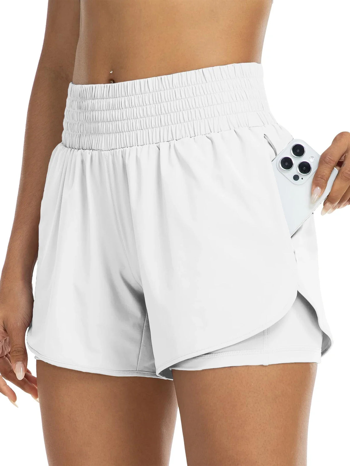 Andrea | High Waisted Work out Track Shorts with Pockets