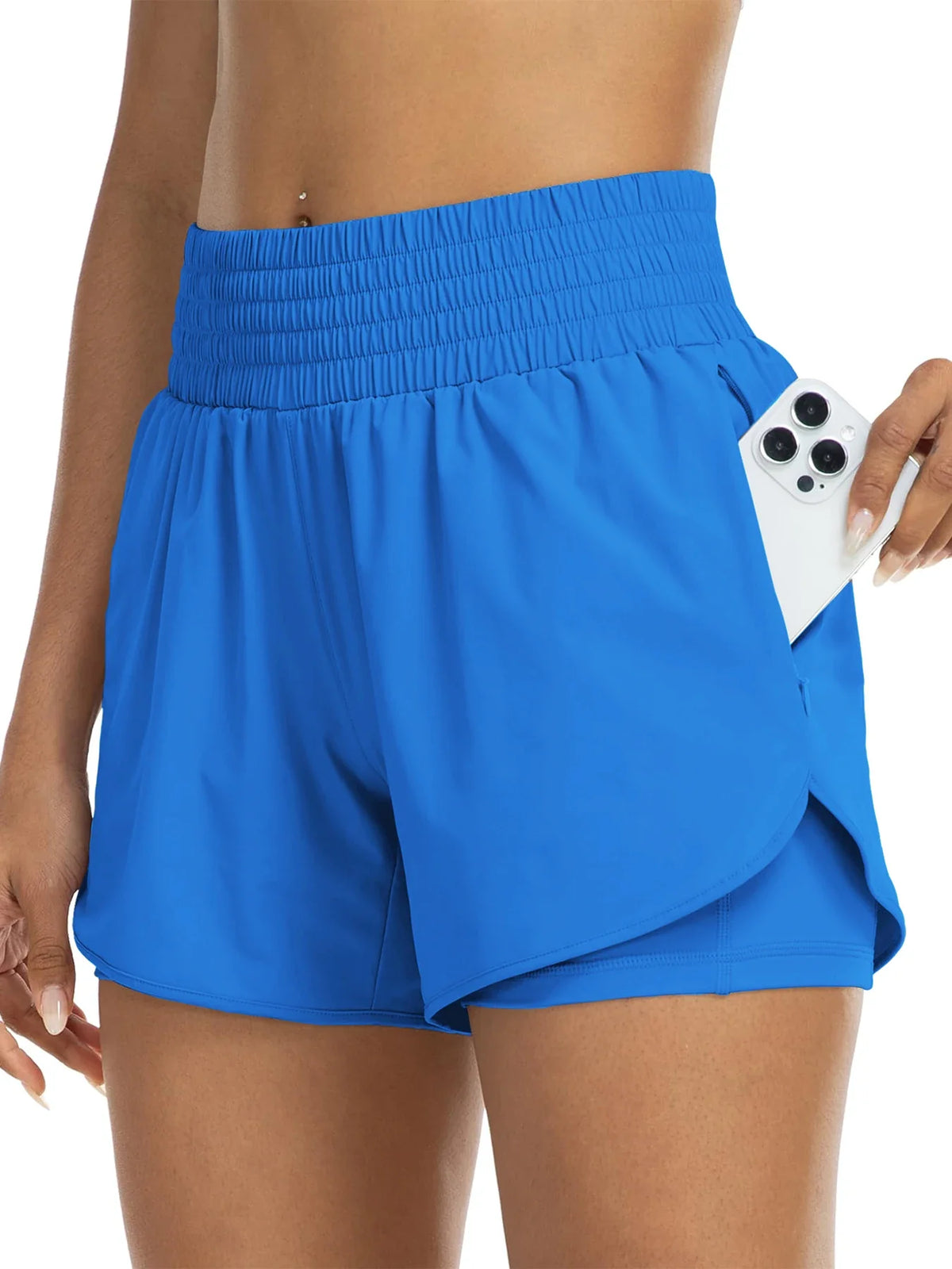 Andrea | High Waisted Work out Track Shorts with Pockets