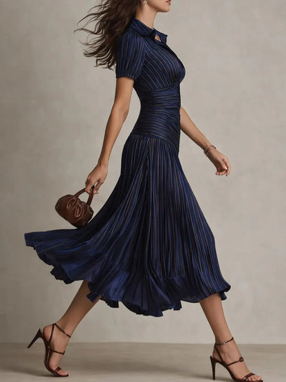 Monroe | Comfotable Flowy Satin Pleated Midi Dress for Summer Time