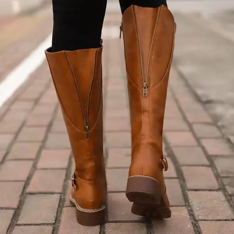 Ava | Comfortable and Stylish Leather Boots with Cushioned Sole