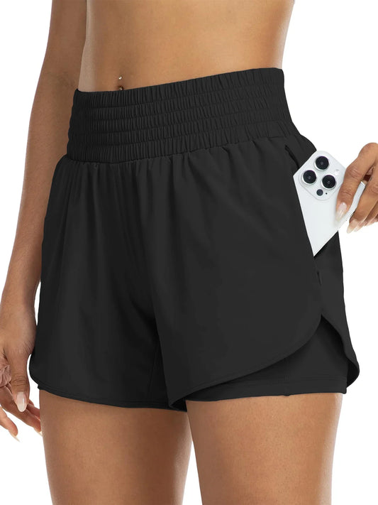 Andrea | High Waisted Work out Track Shorts with Pockets