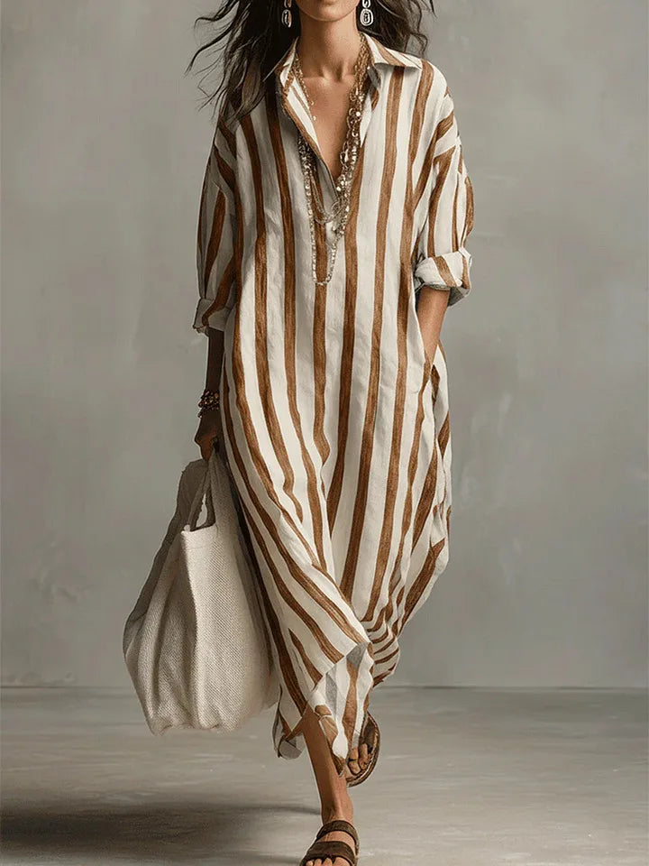 Amaris | Long Shirt Linen Dress with Buttons and Pockets