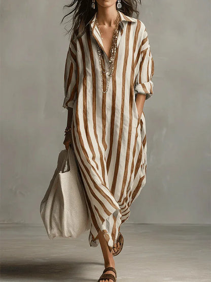 Amaris | Long Shirt Linen Dress with Buttons and Pockets