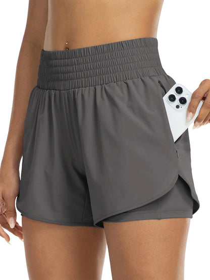 Andrea | High Waisted Work out Track Shorts with Pockets