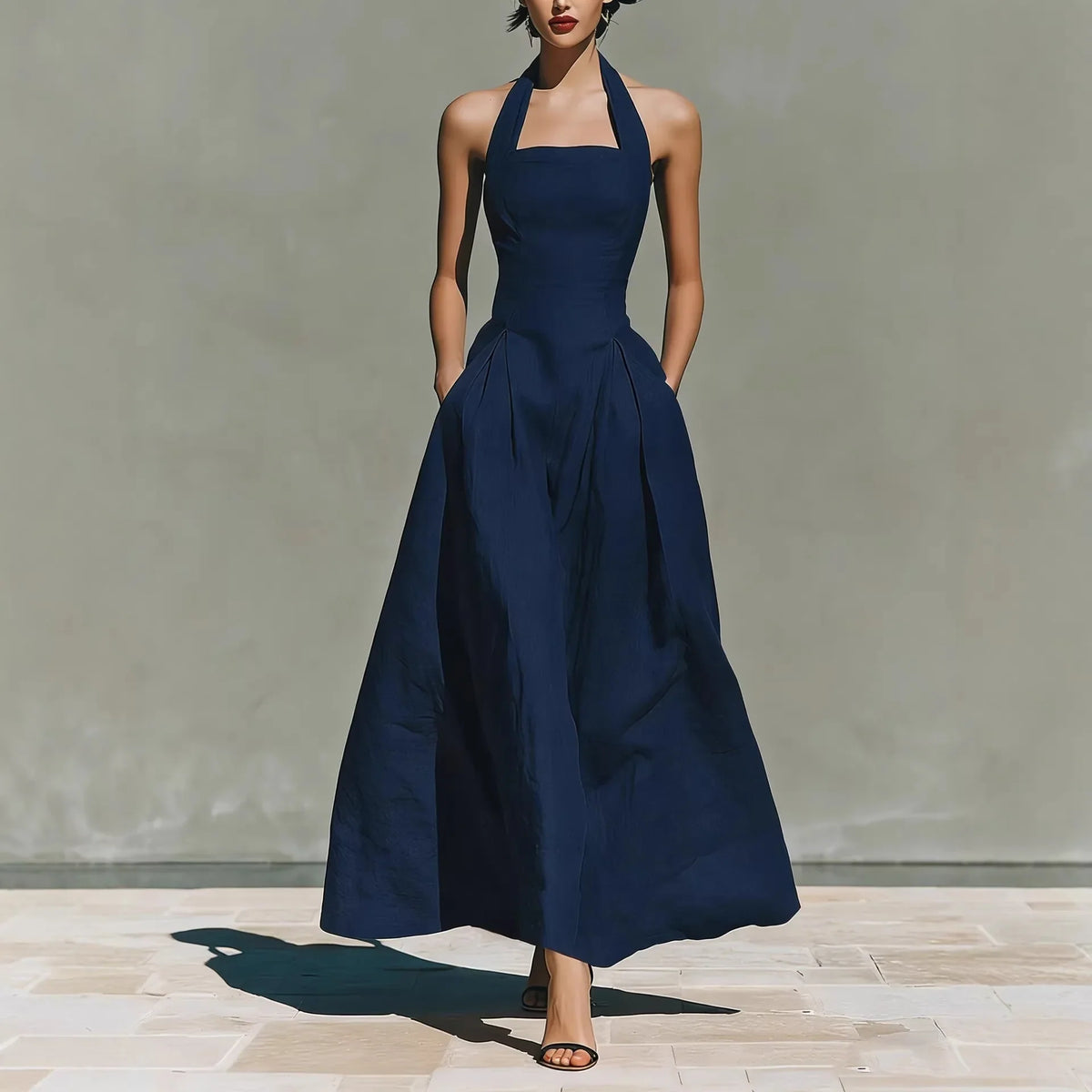 Monroe | Elegant Flowy Sleeveless Halter Maxi Dress for Summer