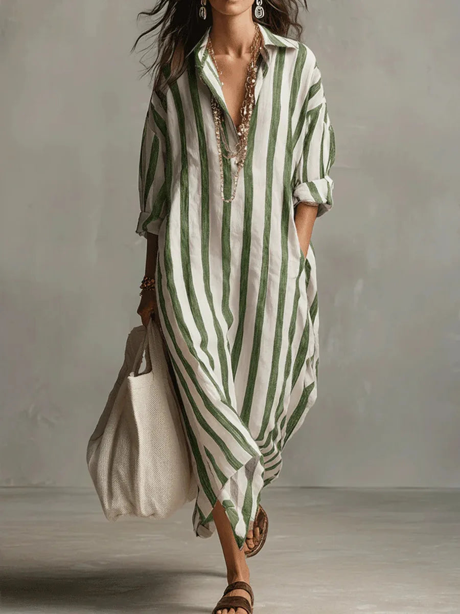 Amaris | Long Shirt Linen Dress with Buttons and Pockets
