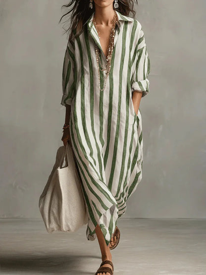 Amaris | Long Shirt Linen Dress with Buttons and Pockets