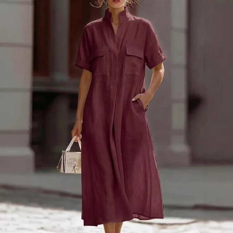 Shelly | Effortlessly Elegant Airy Linen Midi Dress