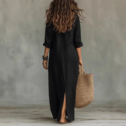 Agnes | Elegant and Relaxed Long Shirt Linen Dress for Women