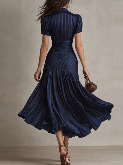 Monroe | Comfotable Flowy Satin Pleated Midi Dress for Summer Time