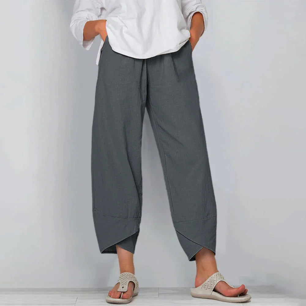 Georgina | Relaxed High Waist Harem Pants with Cropped Barrel Leg