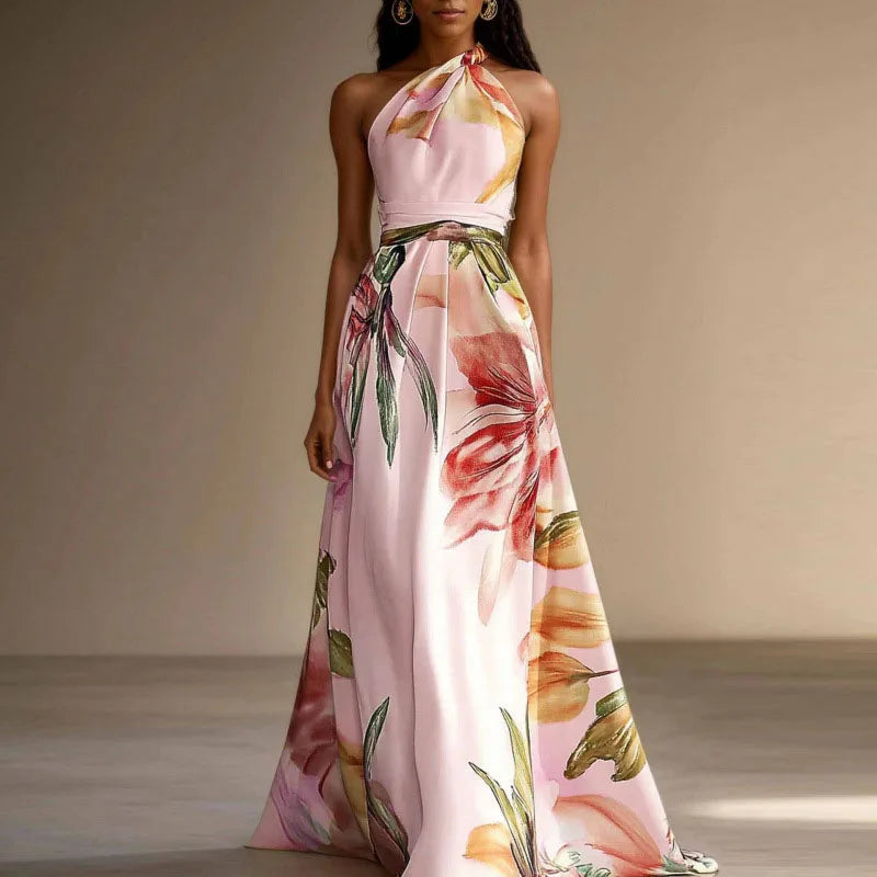 Vestido | Women's Floral Elegant Sleeveless Wedding Guest Maxi Dress