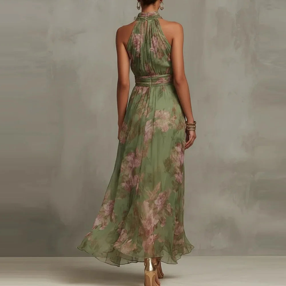 Nat | Floral Airy Sleeveless Maxi Wedding Guest Dress