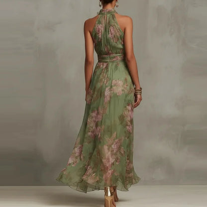 Nat | Floral Airy Sleeveless Maxi Wedding Guest Dress