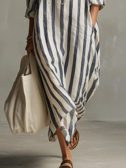 Amaris | Long Shirt Linen Dress with Buttons and Pockets