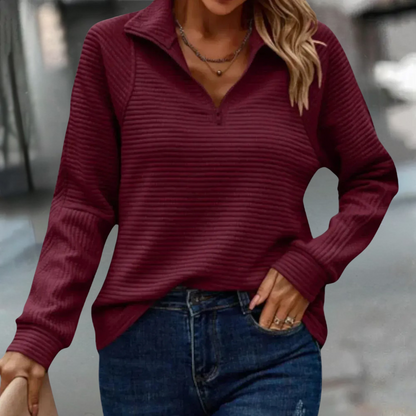 Krista | Cozy Half Zip V Neck Pullover