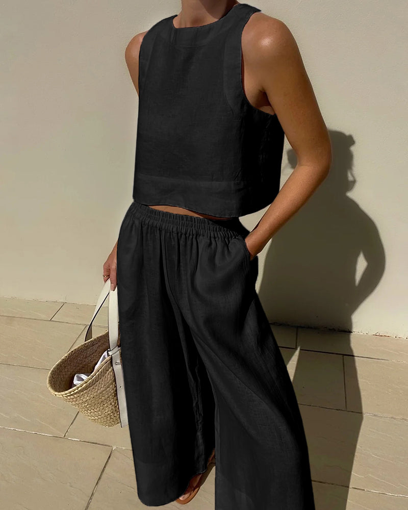 Sienna | Relaxed Two Piece Set with Wide Leg Pants and Matching Top
