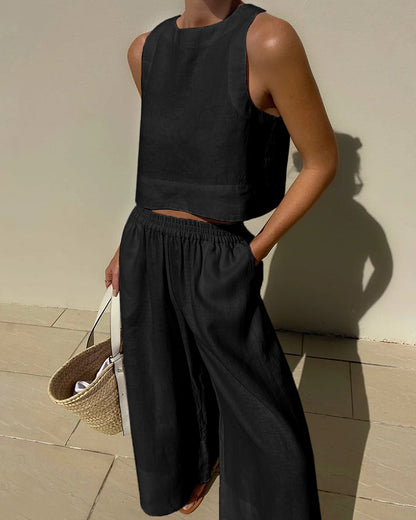 Sienna | Relaxed Two Piece Set with Wide Leg Pants and Matching Top