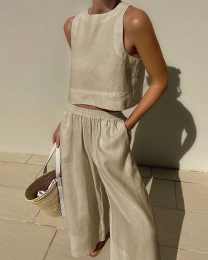 Sienna | Relaxed Two Piece Set with Wide Leg Pants and Matching Top