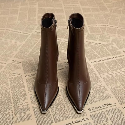 Winslow | Bold Pointed Toe Ankle Boots with a Heel and and Back Zip