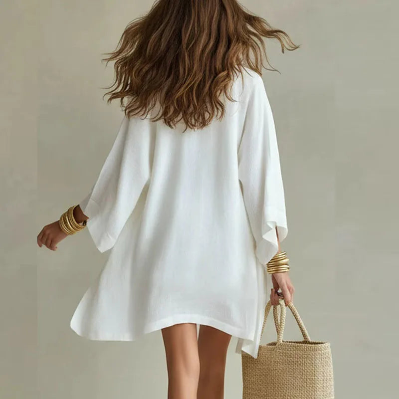Claudia | Relaxed Cotton-Linen 3 Piece Set with Top and Shorts