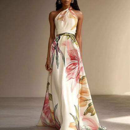 Vestido | Women's Floral Elegant Sleeveless Wedding Guest Maxi Dress