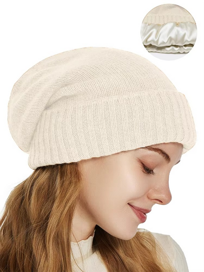 Delphine | Cozy Knit Beanie with Satin Lining and Stretch Fit