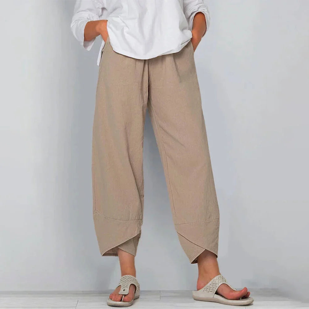 Georgina | Relaxed High Waist Harem Pants with Cropped Barrel Leg
