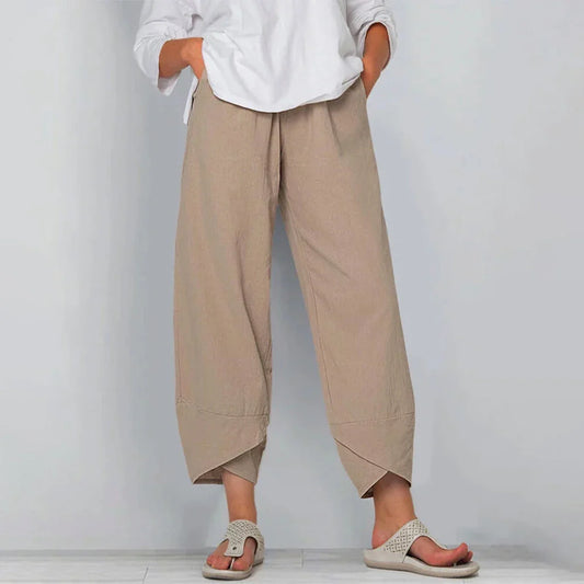 Georgina | Relaxed High Waist Harem Pants with Cropped Barrel Leg