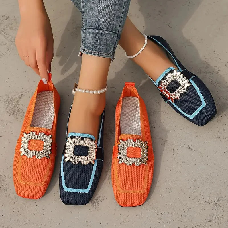 Siena | Breathable Comfy Knit Slip-On Loafers with Square Toe