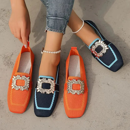 Siena | Breathable Comfy Knit Slip-On Loafers with Square Toe