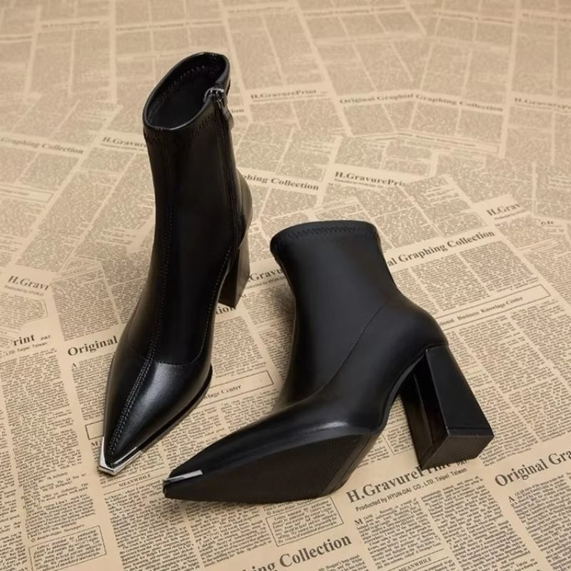Winslow | Bold Pointed Toe Ankle Boots with a Heel and and Back Zip