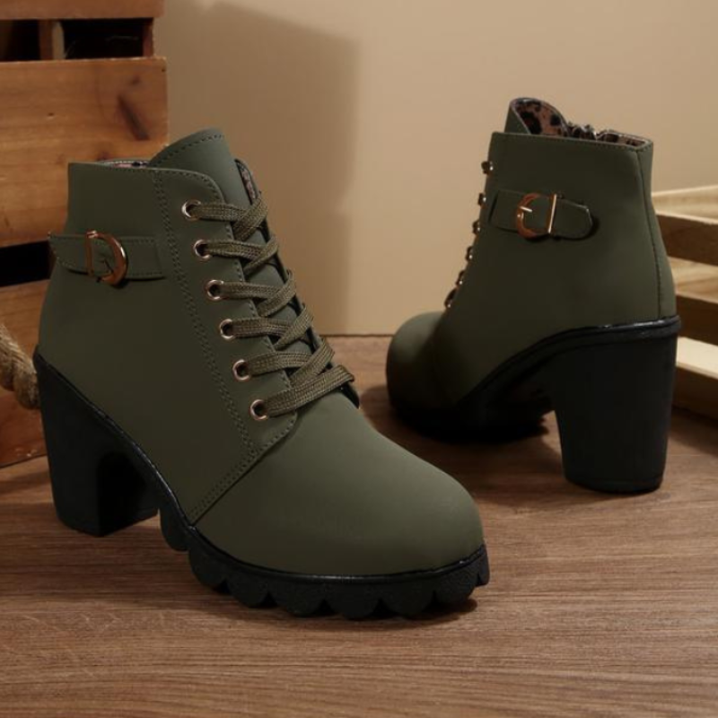Demi | Comfortable Lace-Up Chunky Heel Ankle Boots