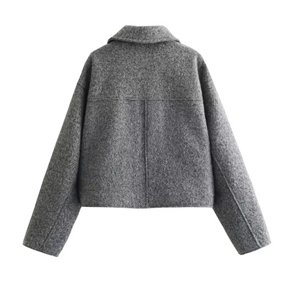 Fiona | Refined Cropped Tweed Jacket with Front Zip and Pockets