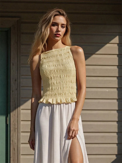 Abigail | Elegant Sleeveless Blouse Top with Soft Ruffle Hem for Everyday