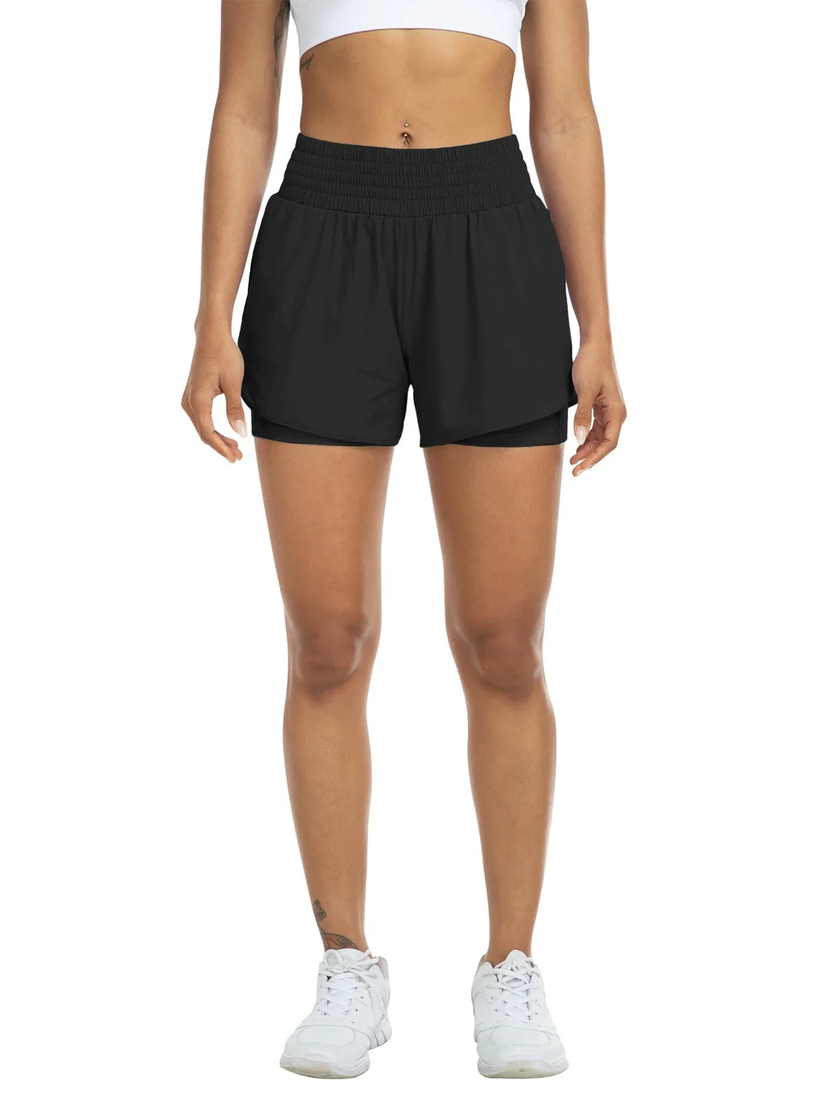 Andrea | High Waisted Work out Track Shorts with Pockets