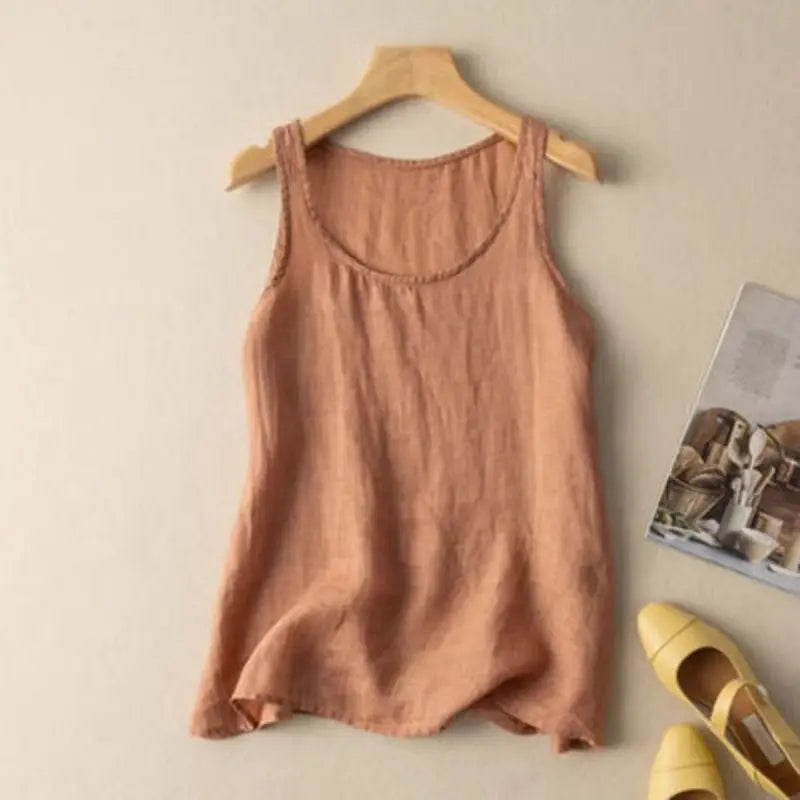 Grace | Relaxed Breatheable Cotton-Linen Cami Tank Top with Wide Straps