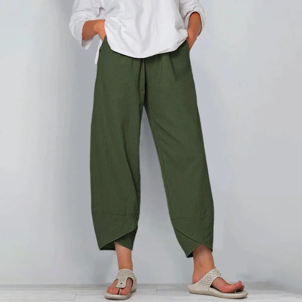 Georgina | Relaxed High Waist Harem Pants with Cropped Barrel Leg