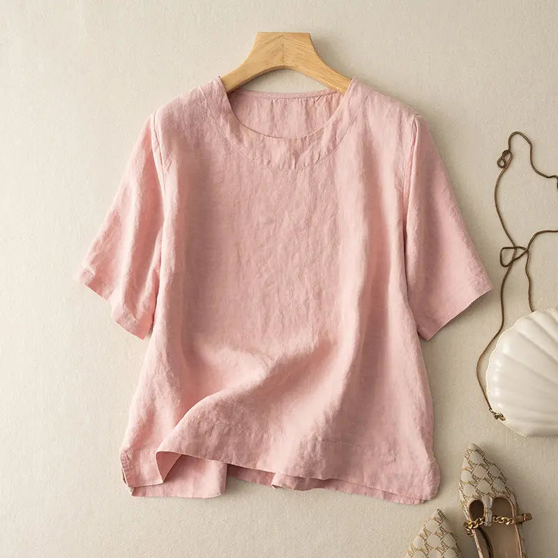 Coralie | Elegant Comfy Cotton-Linen T-Shirt Top for Everyday
