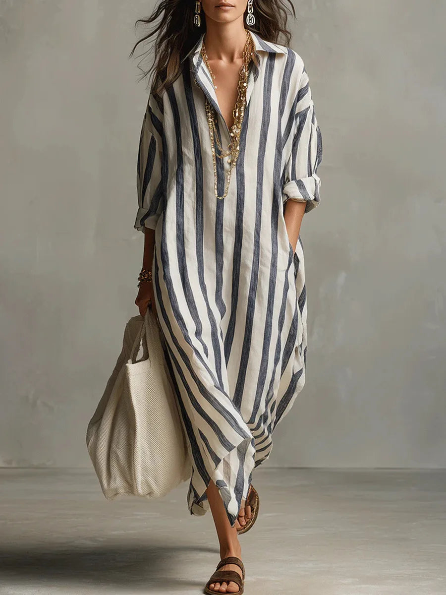 Amaris | Long Shirt Linen Dress with Buttons and Pockets