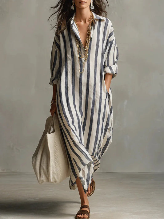 Amaris | Long Shirt Linen Dress with Buttons and Pockets