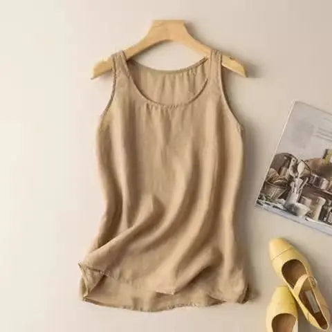 Grace | Relaxed Breatheable Cotton-Linen Cami Tank Top with Wide Straps