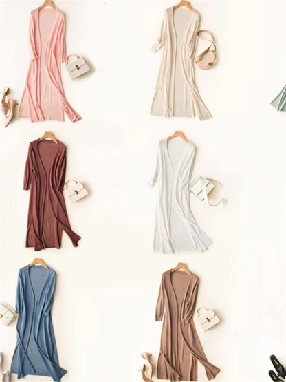Colombe | Light Long Knit Cardigan with Open Front