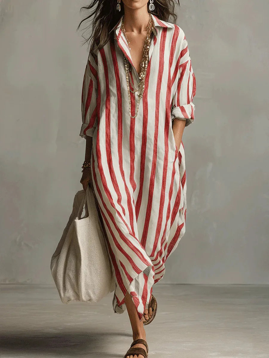 Amaris | Long Shirt Linen Dress with Buttons and Pockets