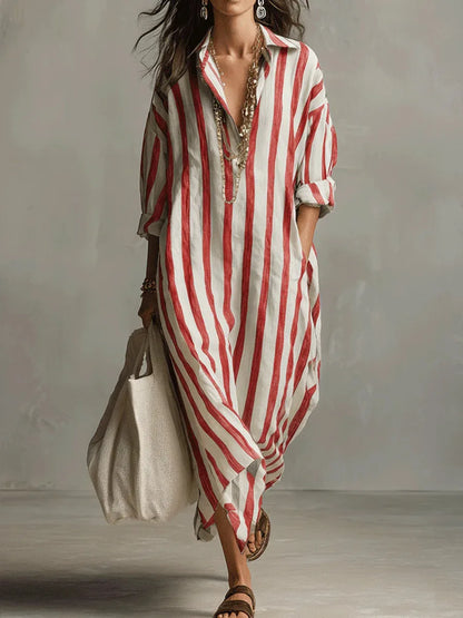 Amaris | Long Shirt Linen Dress with Buttons and Pockets