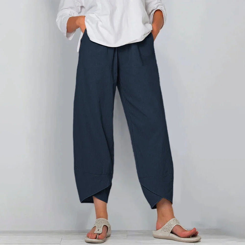 Georgina | Relaxed High Waist Harem Pants with Cropped Barrel Leg