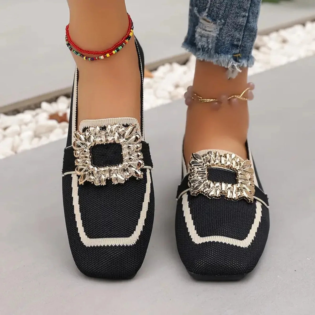 Siena | Breathable Comfy Knit Slip-On Loafers with Square Toe